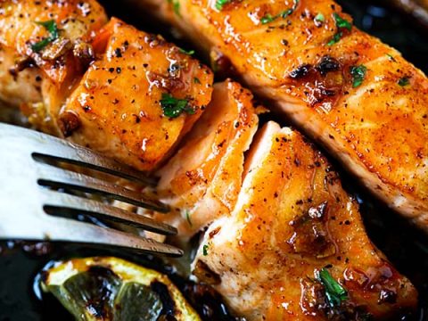 Salmon Recipe - Honey Garlic Salmon - Rasa Malaysia